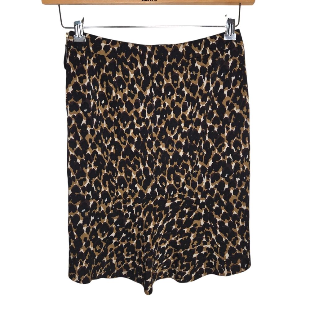 Ann Taylor Leopard Print Side Zip Flounce Skirt, Lined, Animal Print, Size 0P
